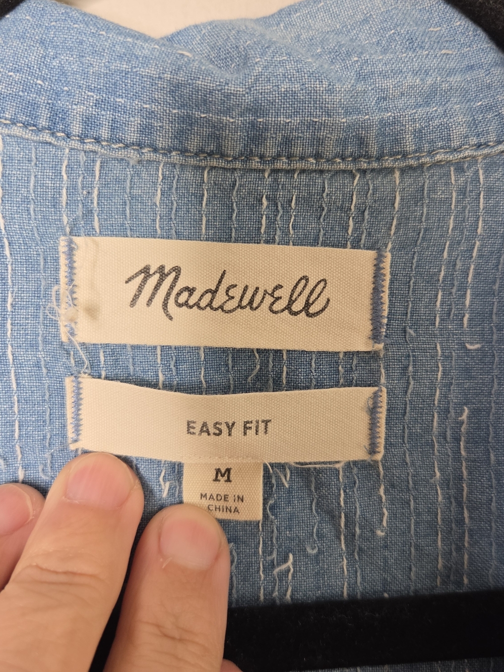 Madewell Men's Easy Fit Blue Denim Button Up Shirt - Picture 2 of 9